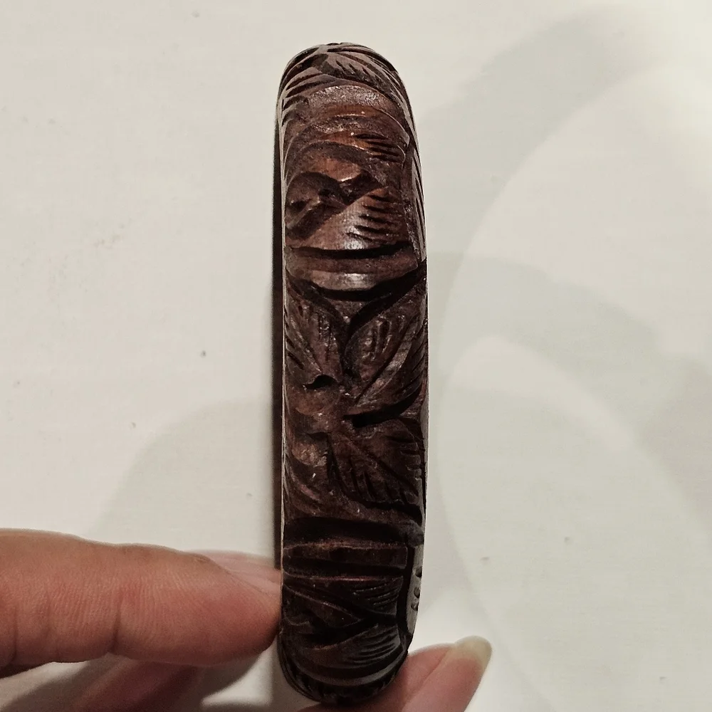 Vintage Engraved Wood Bangle